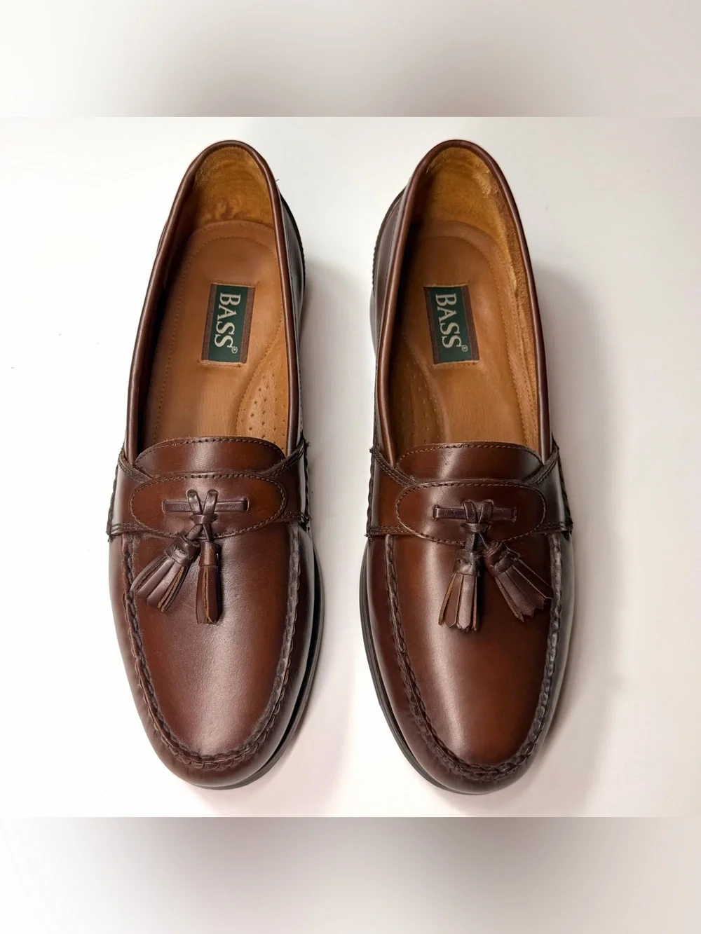 Bass Men's Brown Leather Tassel loafers Shoes Size - 12 M